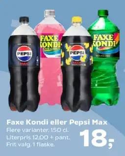 Kvickly Faxe Kondi eller Pepsi Max tilbud