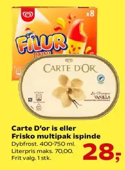 Kvickly Carte D'or is eller Frisko multipak ispinde tilbud