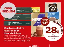 Kvickly Starbucks kaffe kapsler eller Nescafé Mixes tilbud