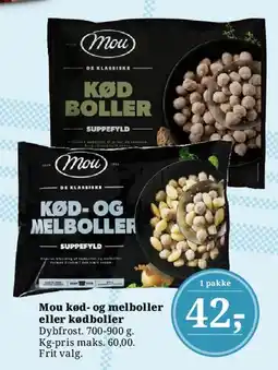 Dagli'Brugsen Mou kød- og melboller eller kødboller tilbud