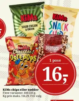 Dagli'Brugsen KiMs chips eller nødder tilbud