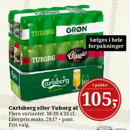 Dagli'Brugsen Carlsberg eller Tuborg øl tilbud