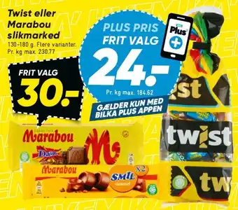 Bilka Twist eller Marabou slikmarked tilbud