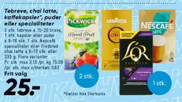 Bilka Tebreve, chai latte, kaffekapsler eller specialiteter tilbud