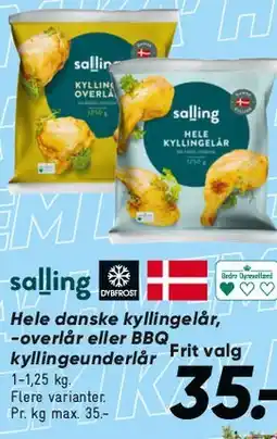 Bilka Hele danske kyllingelår, -overlår eller BBQ kyllingeunderlår tilbud