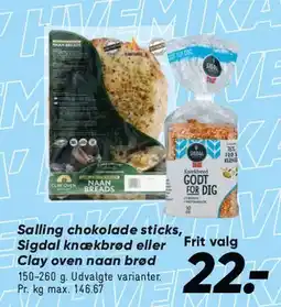Bilka Salling chokolade sticks / Sigdal knækbrød tilbud