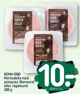 REMA 1000 Mortadella med pistacier, Bierwurst eller Jagdwurst tilbud