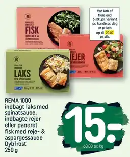REMA 1000 REMA 1000 indbagt laks / indbagte rejer / paneret fisk tilbud