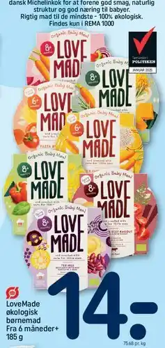 REMA 1000 LoveMade økologisk børnemad / babymad tilbud