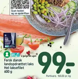 REMA 1000 Fersk dansk landopdrættet laks - hel laksefilet tilbud