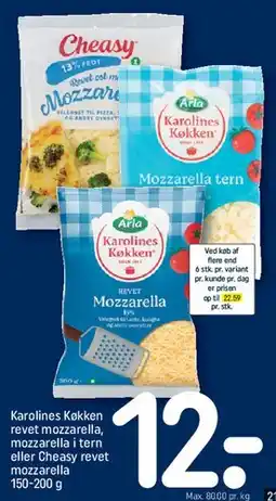 REMA 1000 Revet mozzarella / Mozzarella i tern tilbud