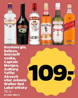Netto Gordons, Baileys, Smirnoff, Captain Morgan, Aalborg Taffel eller Johnnie Walker Red Label tilbud