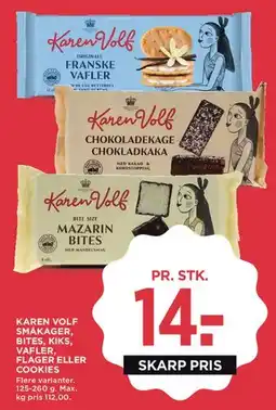 MENY Karen Volf småkager / vafler / bites tilbud