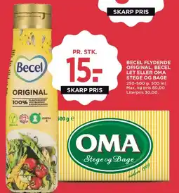 MENY Becel flydende / OMA Stege og Bage tilbud