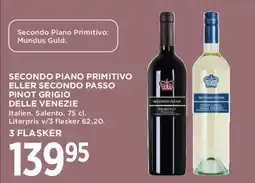 MENY Secondo Piano Primitivo / Secondo Passo Pinot Grigio tilbud