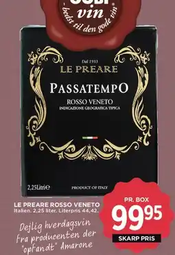 MENY Le Preare Passatempo Rosso Veneto tilbud