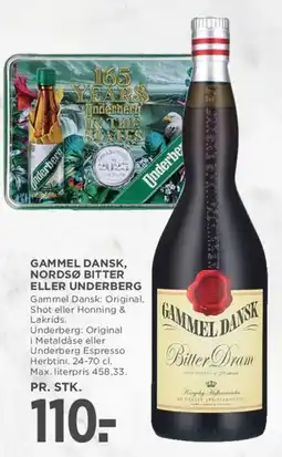 MENY Gammel Dansk / Nordsø Bitter / Underberg tilbud
