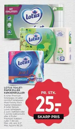MENY Lotus toiletpapir / køkkenruller tilbud