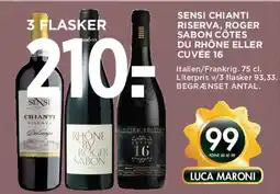 MENY Sensi Chianti Riserva / Roger Sabon Côtes du Rhône / Cuvée 16 tilbud