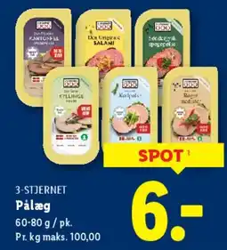 Lidl 3‑stjernet pålæg tilbud