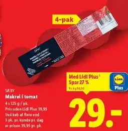 Lidl Makrel i tomat 4-pak tilbud