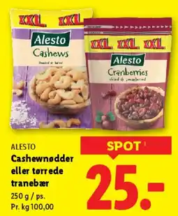 Lidl Alesto Cashewnødder eller tørrede tranebær tilbud