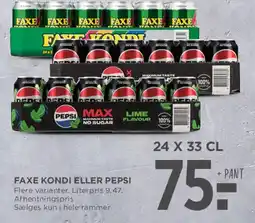 MENY Faxe Kondi eller Pepsi (24 x 33 cl) tilbud