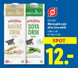 Lidl Naturli Økologisk Havre- eller Soya Drik tilbud