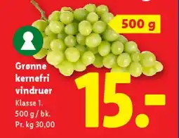 Lidl Grønne kernfri vindruer tilbud