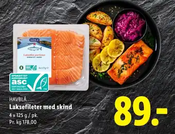 Lidl HAVBLÅ Laksefileter med skind tilbud