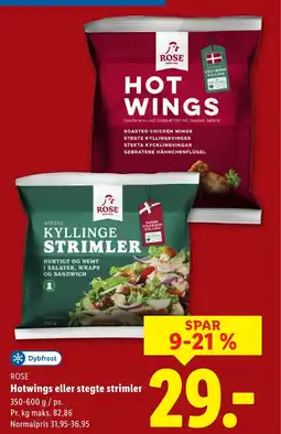 Lidl ROSE Hotwings eller stegte strimler tilbud