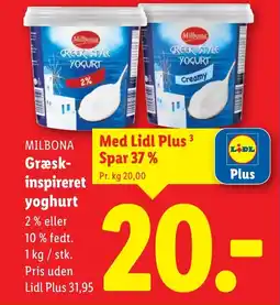 Lidl MILBONA Græsk- inspireret yoghurt tilbud