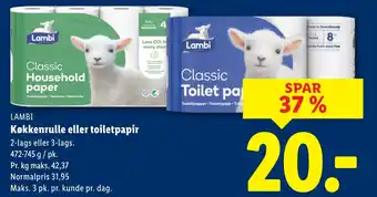 Lidl LAMBI Køkkenrulle eller toiletpapir tilbud