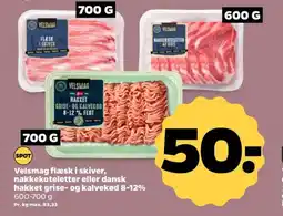 Netto Velsmag flæsk i skiver, nakkekoteletter eller dansk hakket grise- og kalvekød 8-12% tilbud