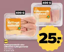 Netto Kyllingeunderlår eller udbenede kyllingeoverlår tilbud