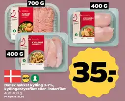 Netto Dansk hakket kylling 3-7%, kyllingebrystfilet eller -inderfilet tilbud