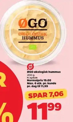 Netto ØGO økologisk hummus tilbud