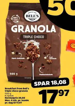 Netto Breakfast from Bell's triple choco granola tilbud
