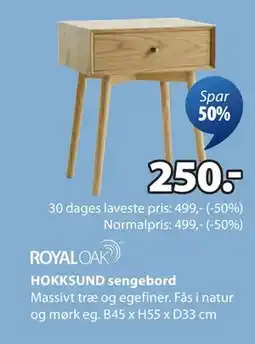JYSK HOKKSUND sengebord tilbud