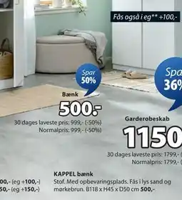 JYSK KAPPEL bænk tilbud