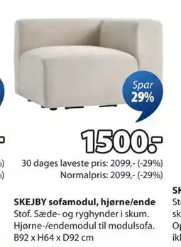 JYSK SKEJBY sofamodul, hjørne/ende tilbud