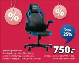 JYSK VOJENS gamer-stol tilbud