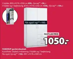 JYSK FANDRUP garderobeskab tilbud
