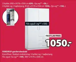 JYSK FANDRUP garderobeskab tilbud