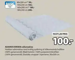 JYSK ADAMSFJORDEN rullemadras tilbud