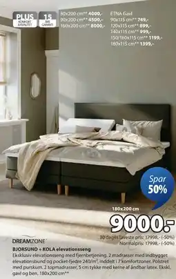 JYSK BJORSUND + KOLA elevationsseng tilbud