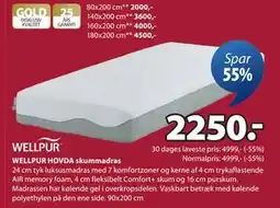 JYSK WELLPUR HOVDA skummadras tilbud