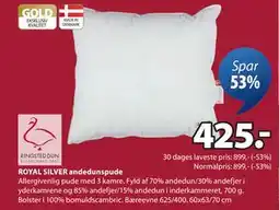 JYSK ROYAL SILVER andedunspude tilbud