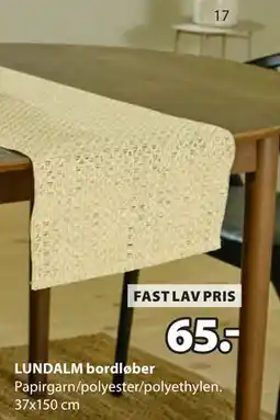 JYSK LUNDALM bordløber tilbud