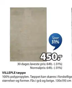 JYSK VILLEPLE tæppe tilbud